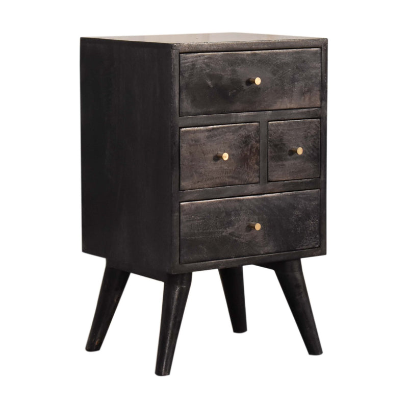 Multi Drawer Ash Black Nightstand