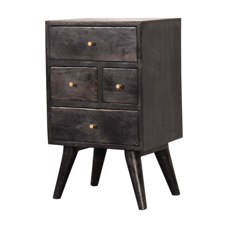 Multi Drawer Ash Black Nightstand