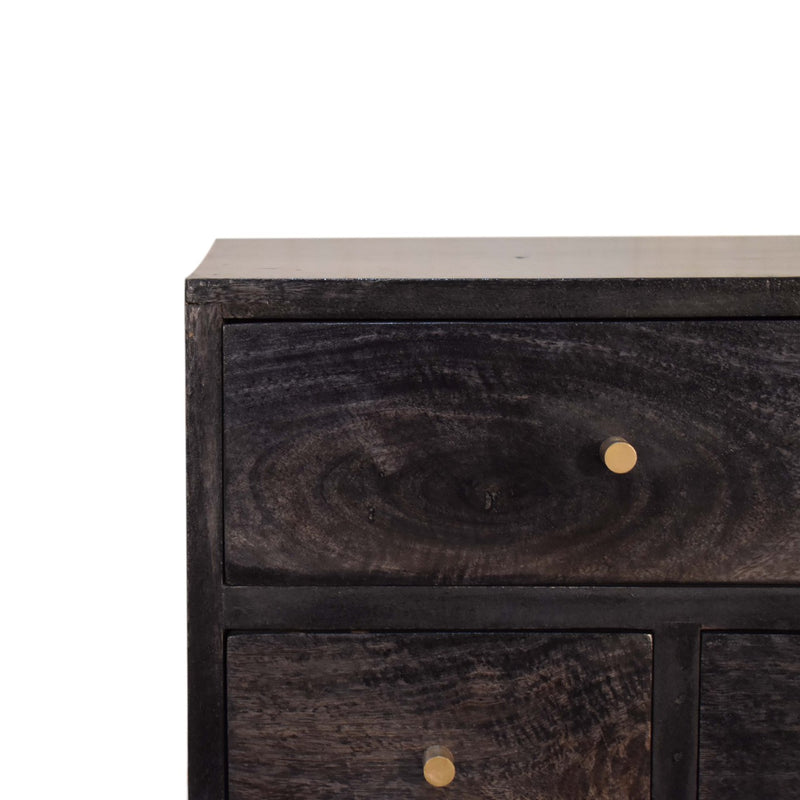 Multi Drawer Ash Black Nightstand