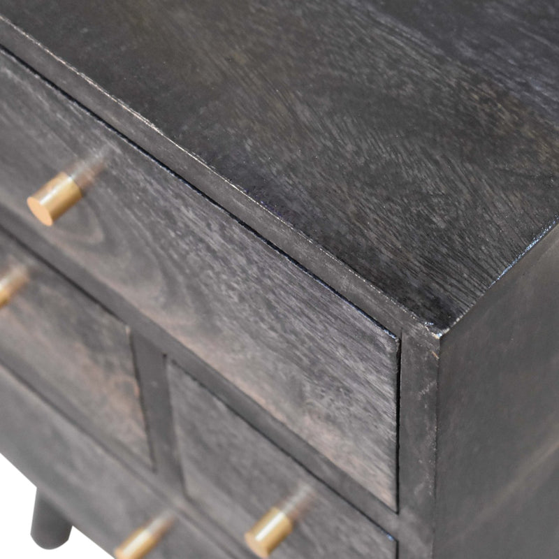 Multi Drawer Ash Black Nightstand