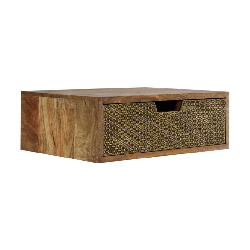Floating Honeycomb Brass Nightstand