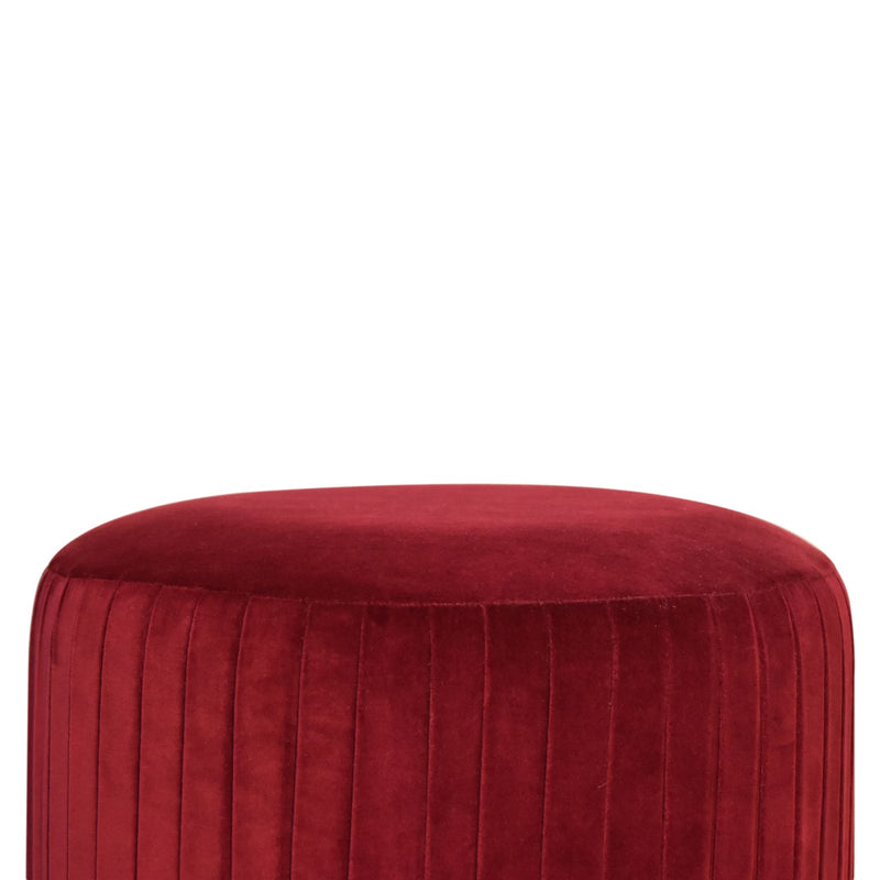 Wine Velvet Pleated Footstool