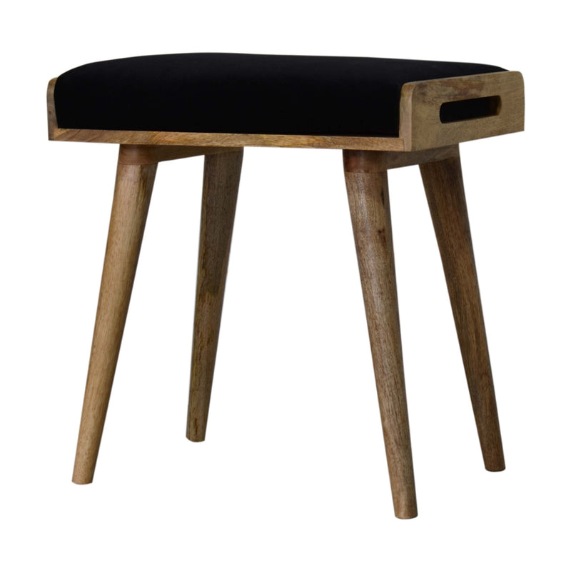 Black Velvet Tray Style Footstool Artisan
