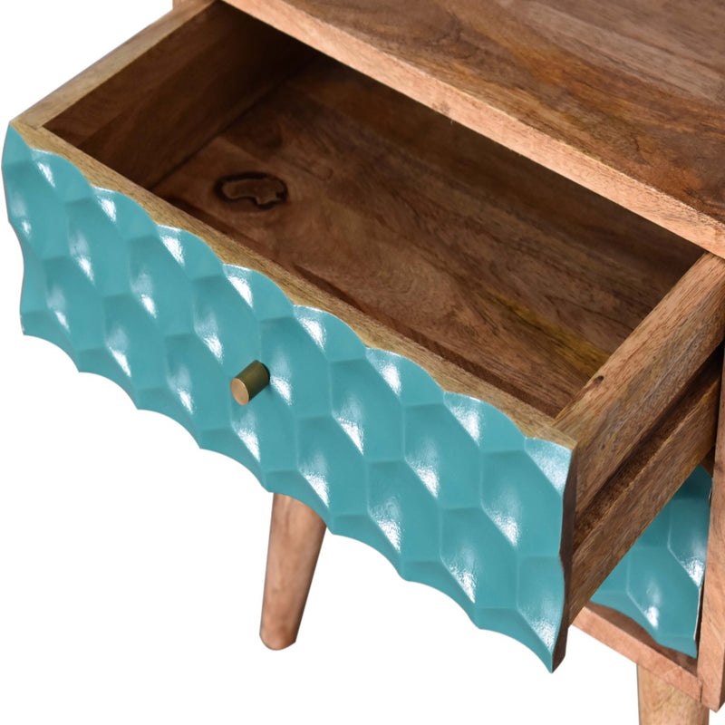 Honeycomb Teal Open Slot Nightstand