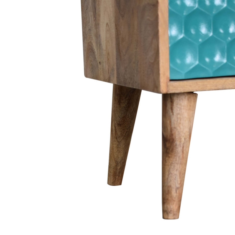 Honeycomb Teal Open Slot Nightstand