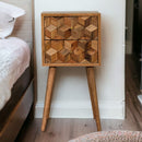 Mini Cube Carved 2 Drawer nightstand Artisan