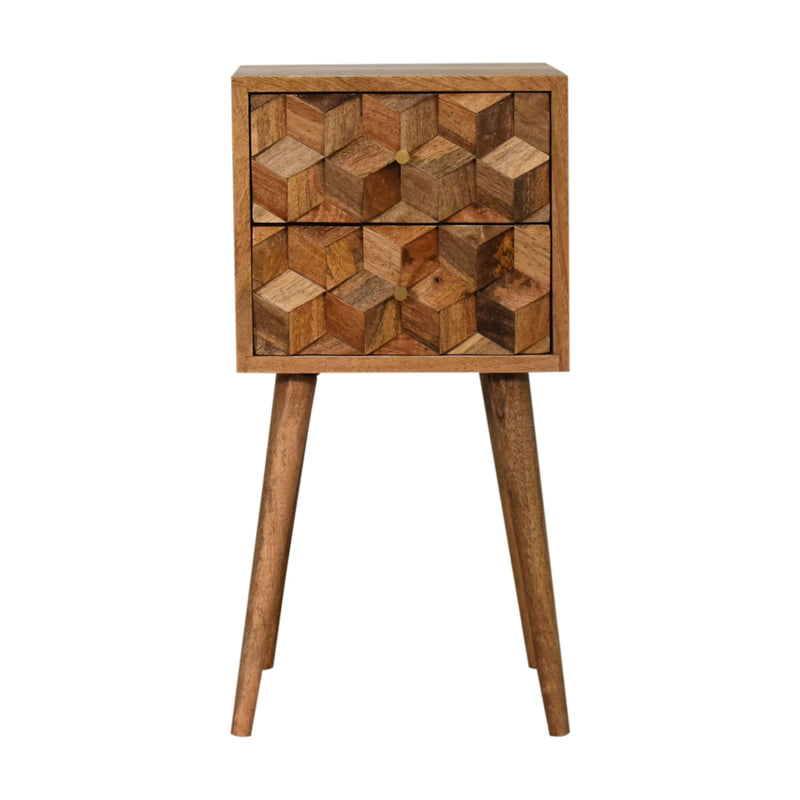 Mini Cube Carved 2 Drawer nightstand Artisan