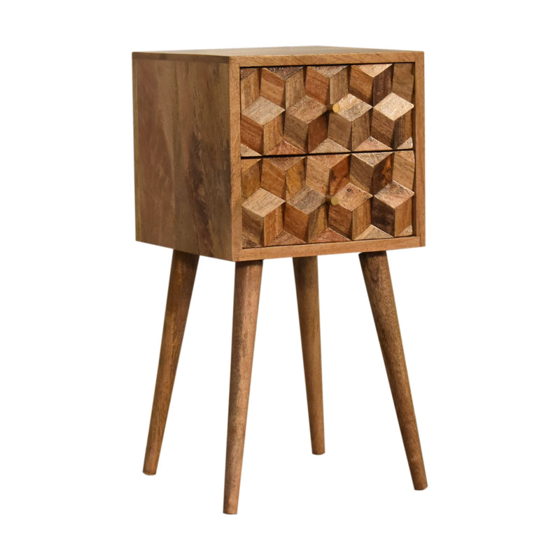 Mini Cube Carved 2 Drawer nightstand Artisan