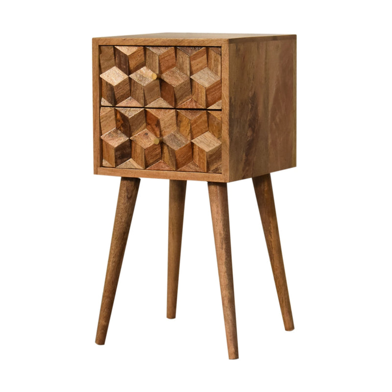 Mini Cube Carved 2 Drawer nightstand Artisan