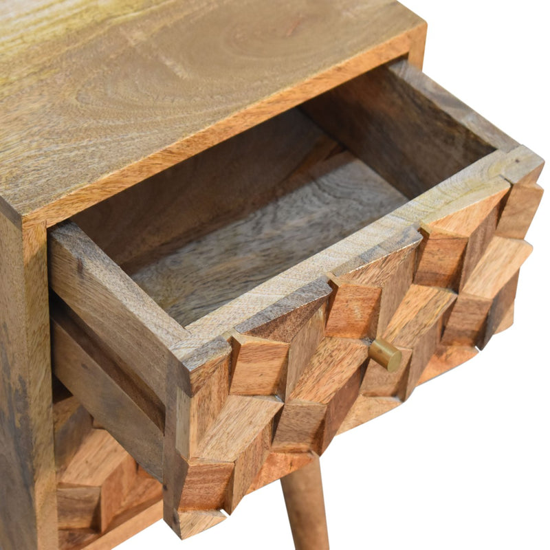 Mini Cube Carved 2 Drawer nightstand Artisan