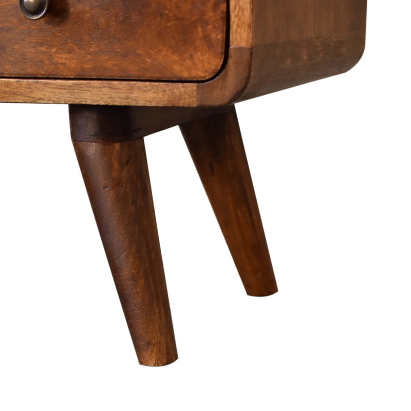 Mini Chestnut Curved Media Unit with 2 Drawers Artisan