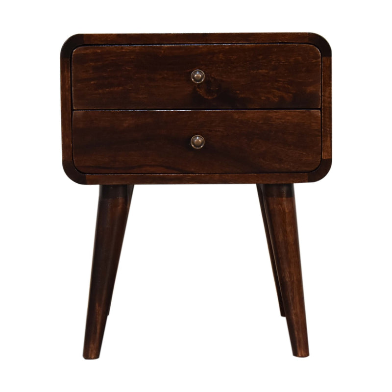 Curved Dark Walnut nightstand