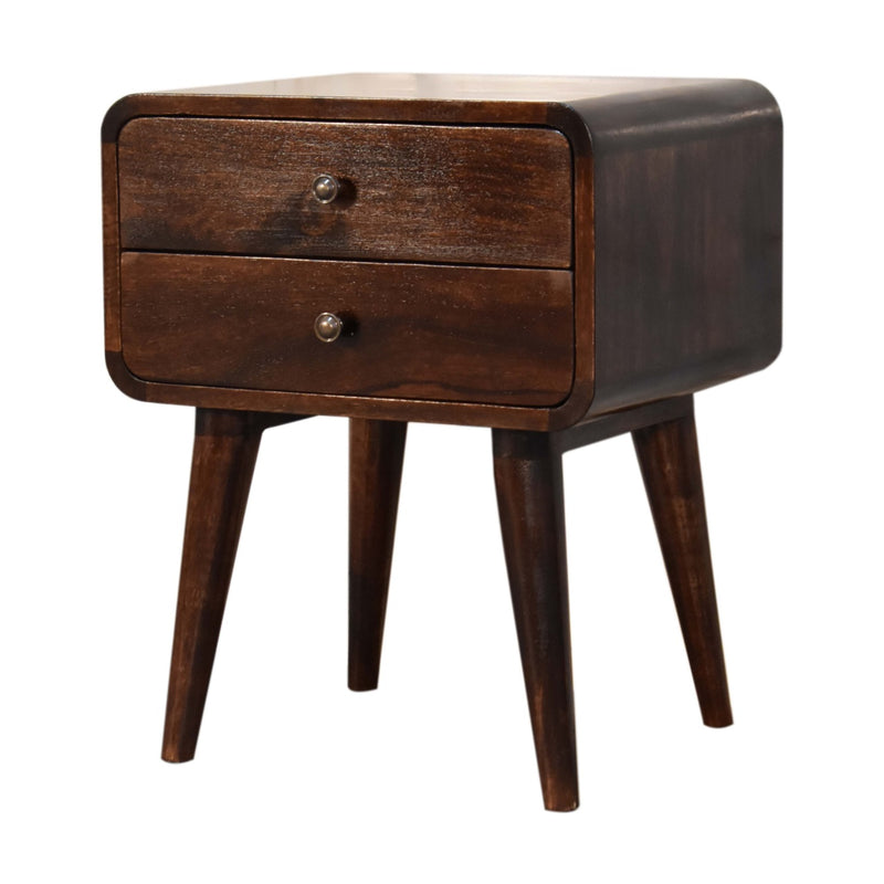 Curved Dark Walnut nightstand