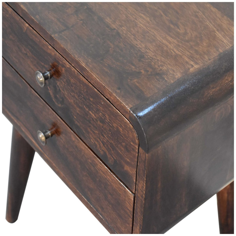 Curved Dark Walnut nightstand