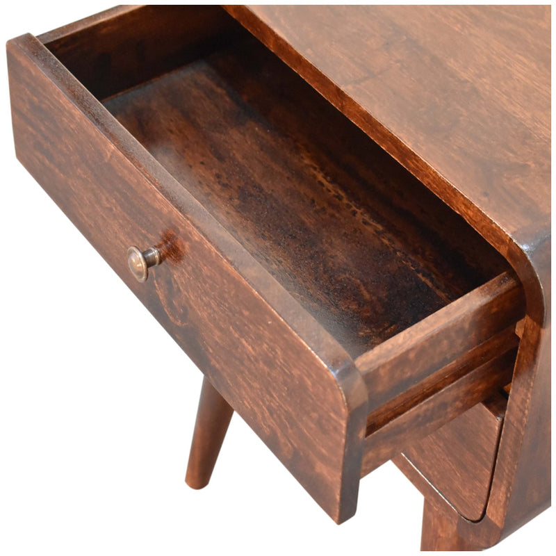 Curved Dark Walnut nightstand