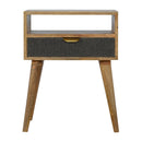 Grey Tweed Nightstand with Open Slot