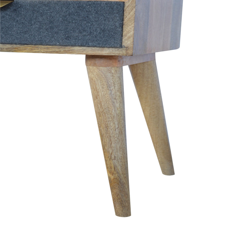 Grey Tweed Nightstand with Open Slot