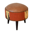 Durrie & Leather Mixed Footstool Artisan
