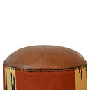 Durrie & Leather Mixed Footstool Artisan
