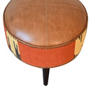 Durrie & Leather Mixed Footstool Artisan