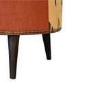 Durrie & Leather Mixed Footstool Artisan