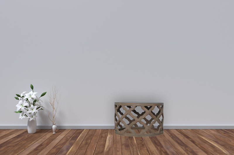 Grey Wash Large Cut-out Stool