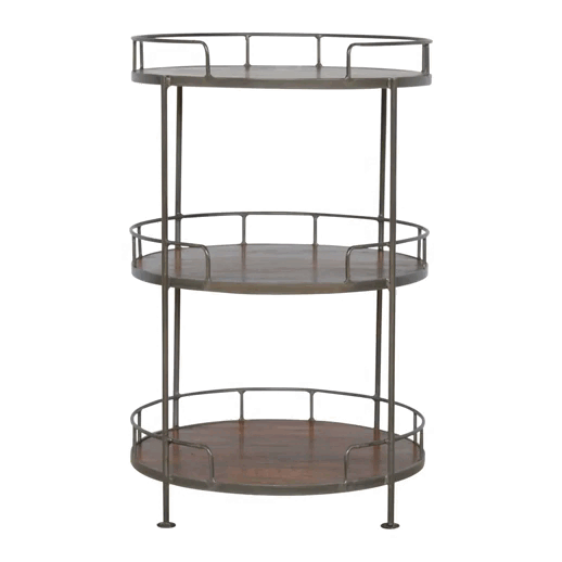 Industrial Round 3-Tier Butler Tray Table Artisan