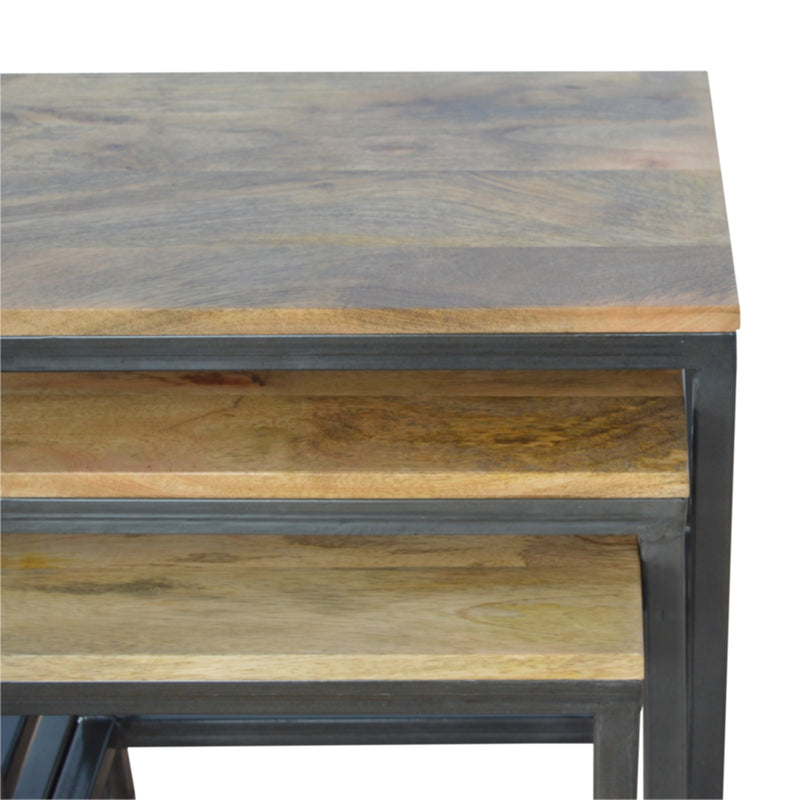 Stool Set of 3 with Iron Base