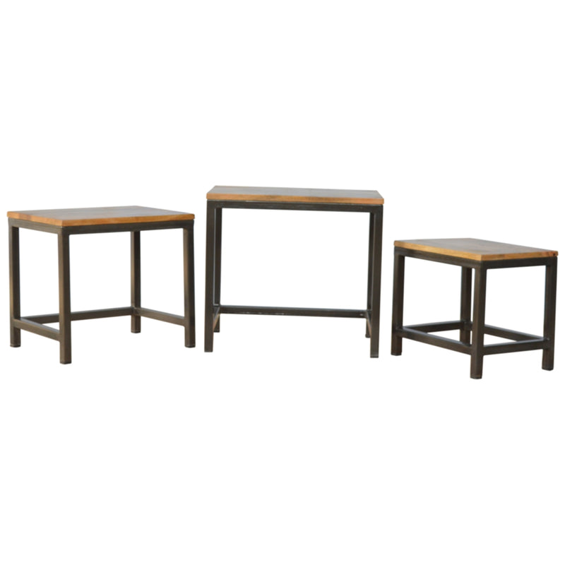 Stool Set of 3 with Iron Base
