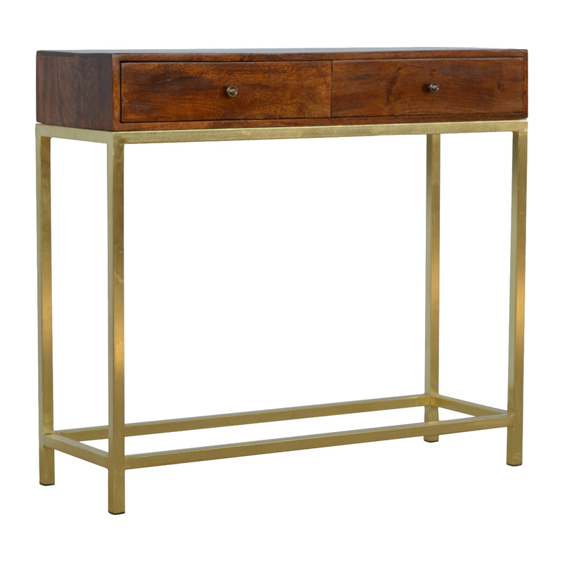 Industrial 2 Drawer Console Table with Iron Base