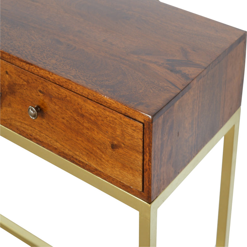 Industrial 2 Drawer Console Table with Iron Base