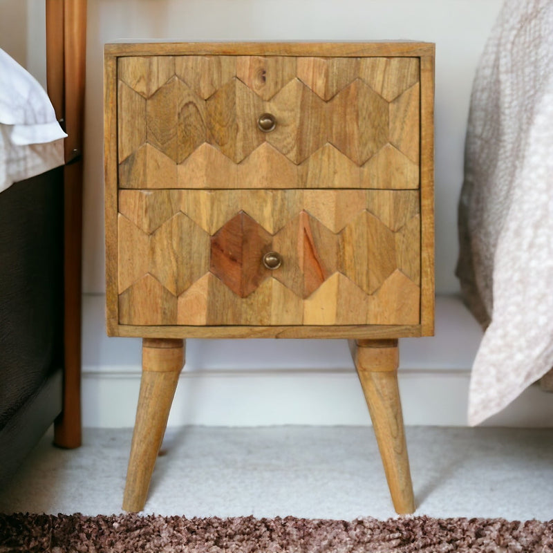 Pineapple Carve 2 Drawer Nightstand