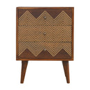 3 Drawer Brass Chevron Nightstand