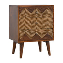 3 Drawer Brass Chevron Nightstand
