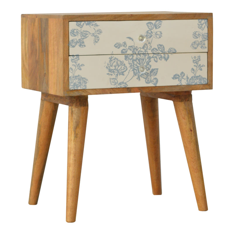 Blue Floral Screen Printed Nightstand