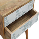 Green Floral Screen Printed Nightstand