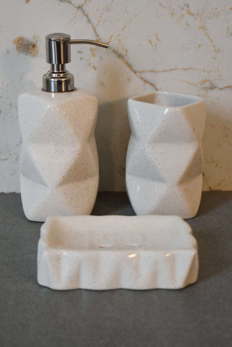 Sindri White Bathroom Set of 3 Artisan