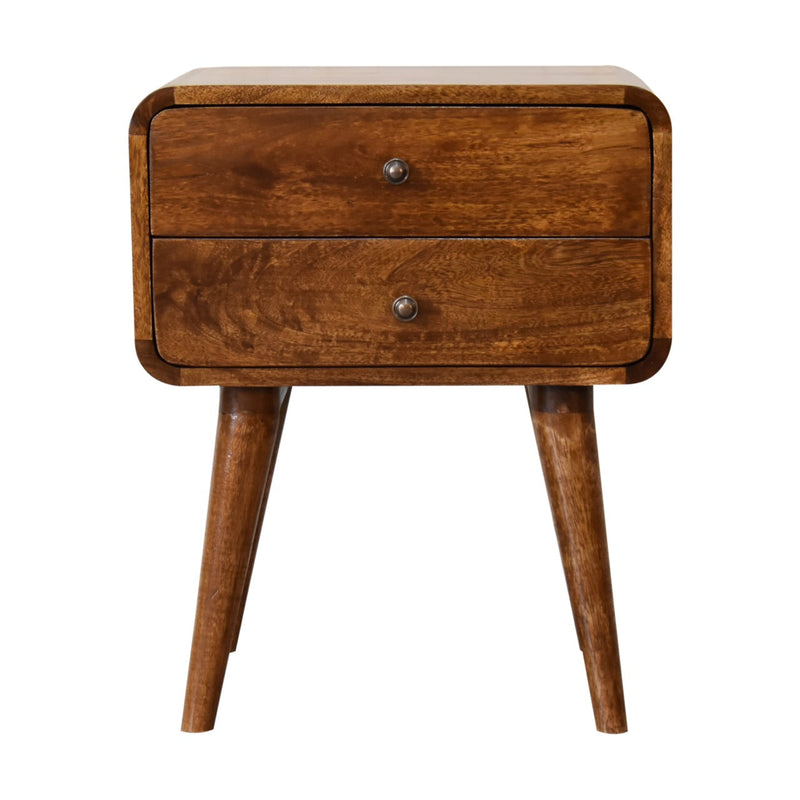 Curved Chestnut nightstand Artisan