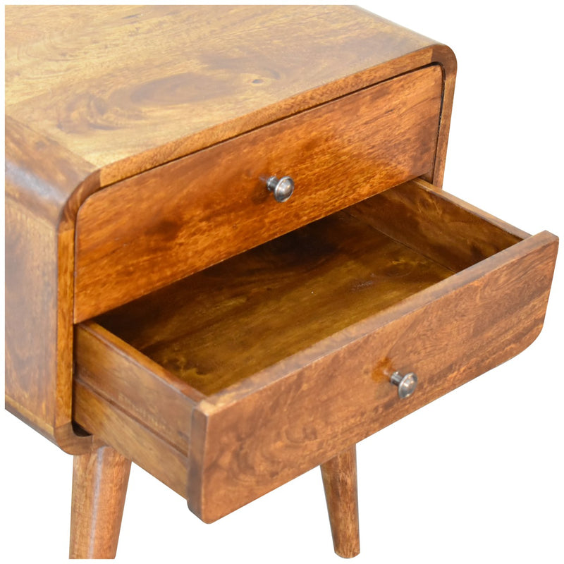 Curved Chestnut nightstand Artisan