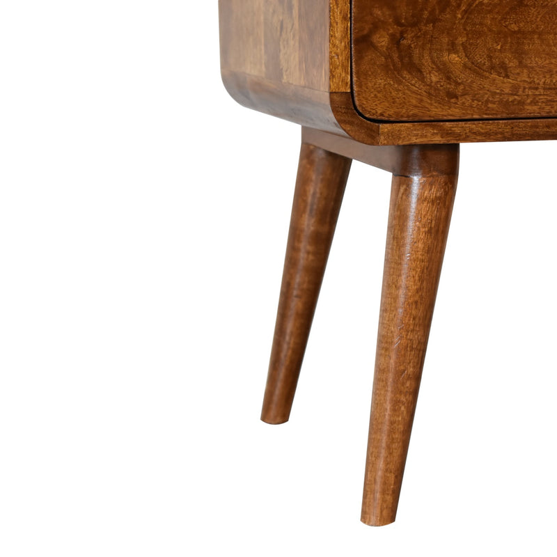 Curved Chestnut nightstand Artisan