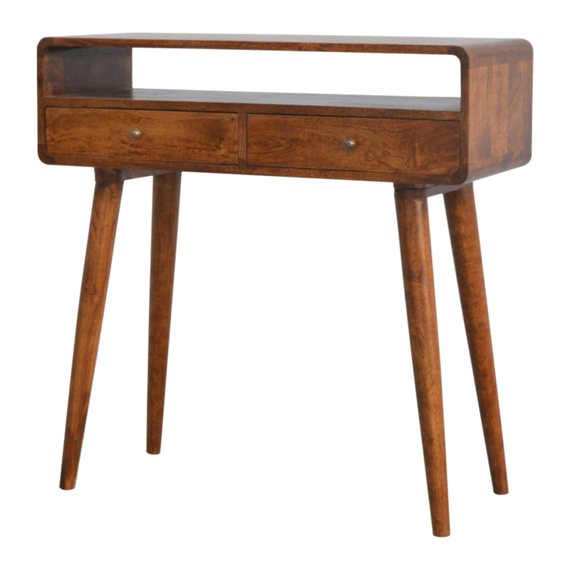 Curved Chestnut Console Table Artisan
