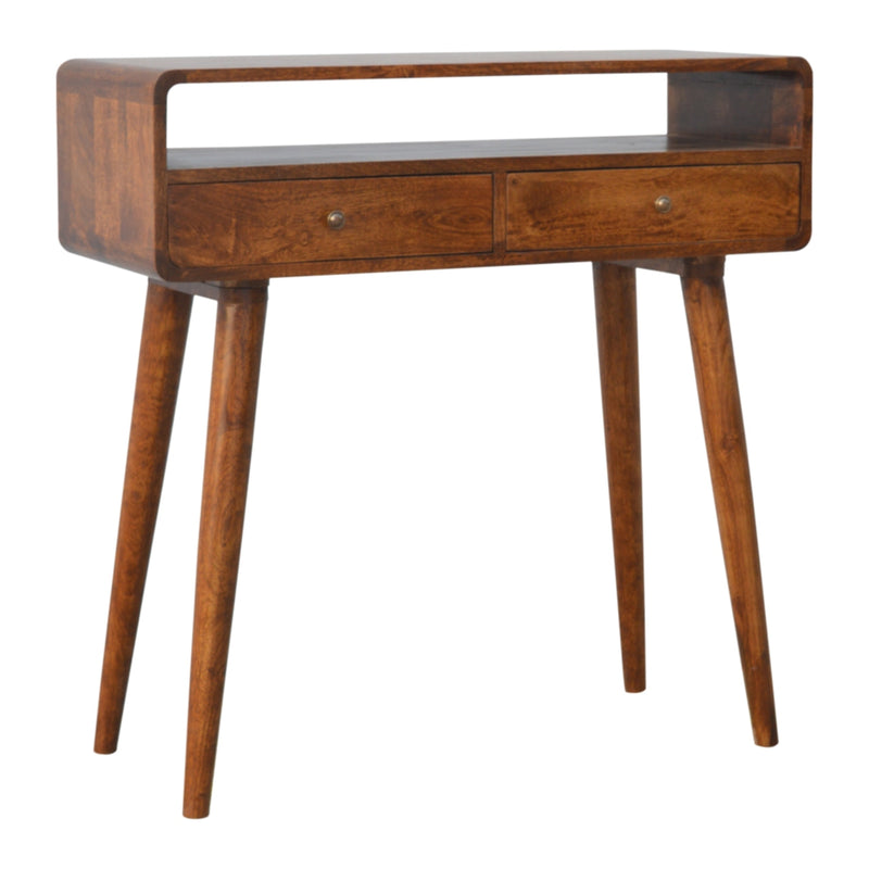 Curved Chestnut Console Table Artisan
