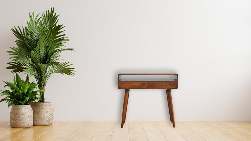 Curved Chestnut Console Table Artisan