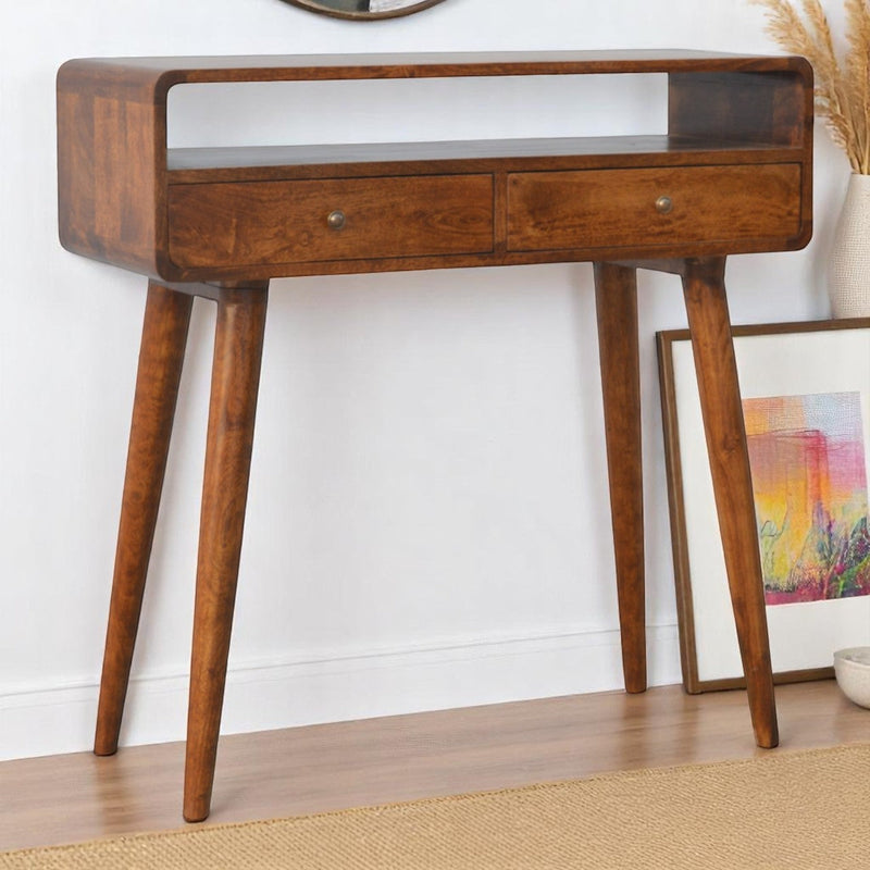 Curved Chestnut nightstand Artisan