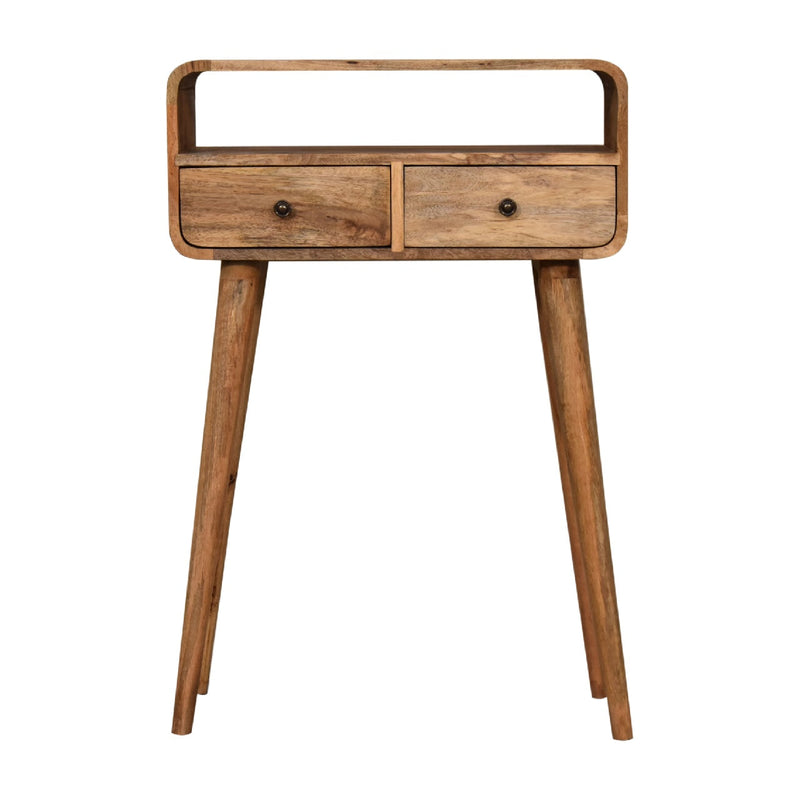Mini Curved Oak-ish Console Table Artisan