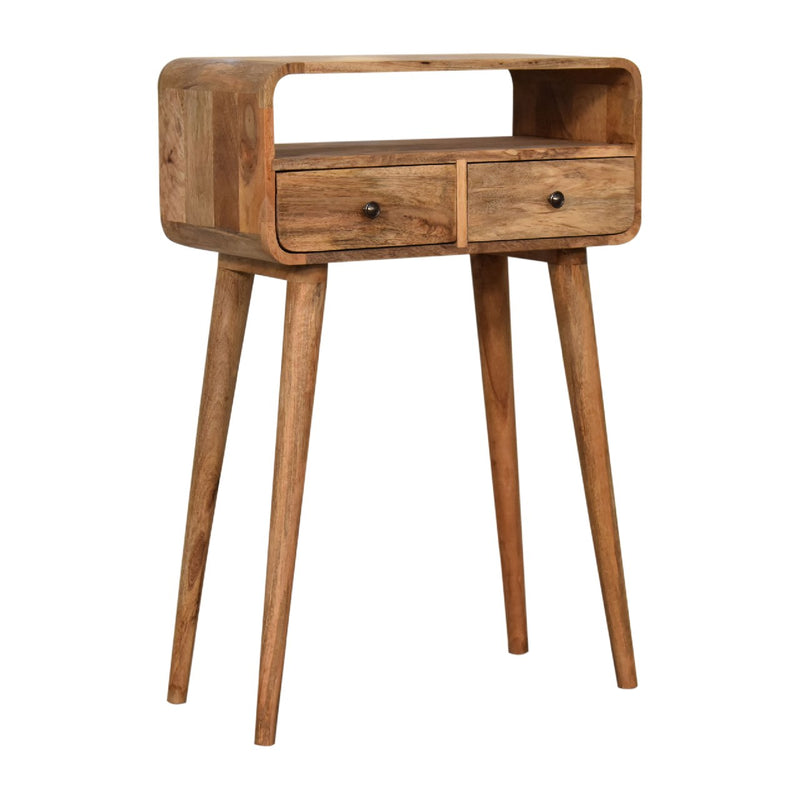 Mini Curved Oak-ish Console Table Artisan