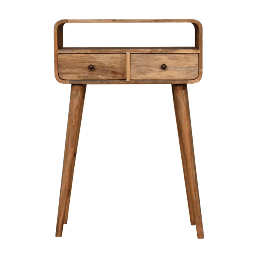 Mini Curved Oak-ish Console Table Artisan