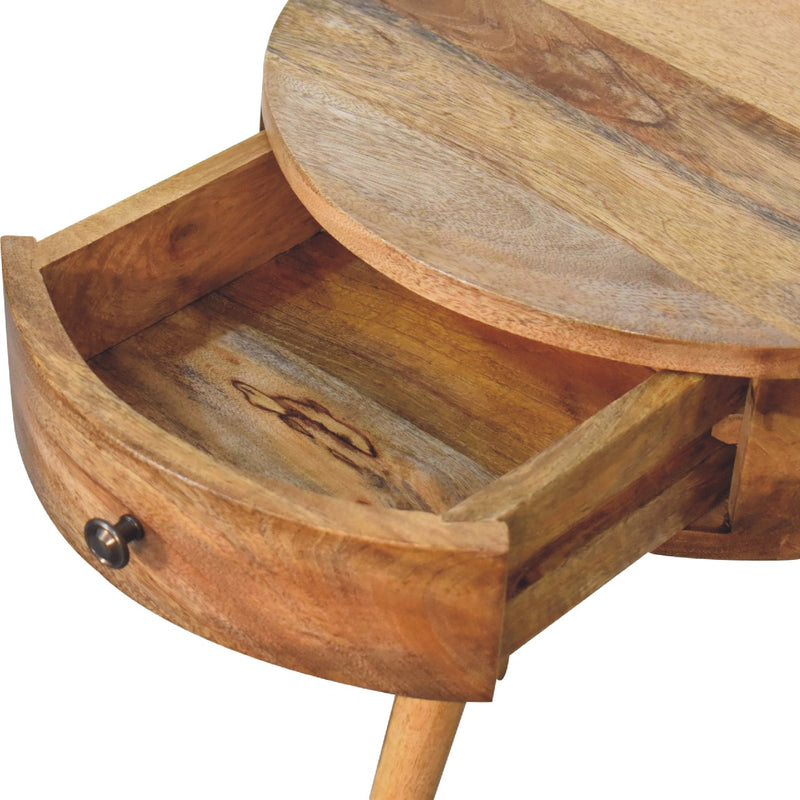 Mini Oak-ish Circular Shape Nightstand