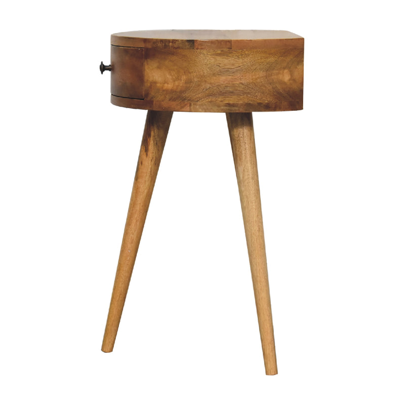 Mini Oak-ish Circular Shape Nightstand