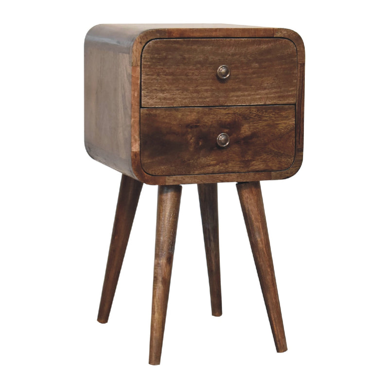 Mini Curved Grey Washed nightstand Artisan
